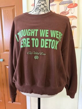 Zara Brown Crewneck Sweatshirt with Green Graphic Text